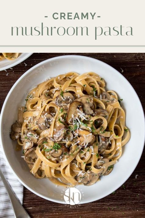 Made with fettuccine pasta and covered in a creamy mushroom sauce, this creamy mushroom pasta is a quick, easy, and healthy recipe. Mushroom Recipes Pasta, Goat Cheese Pasta, Creamy Mushroom Pasta, Creamy Mushroom Sauce, Mushroom Pasta, Creamy Mushrooms, Healthy Pasta Recipes, Kielbasa, Healthy Pastas