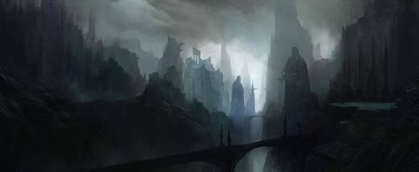 Dark Valley, D D Monsters, Location Inspiration, Dnd Art, Fantasy Setting, City Landscape, Fantasy Art Landscapes, Fantasy Concept Art, Environment Concept Art