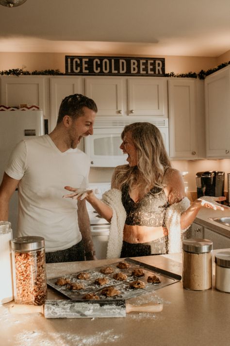 In-Home Baking cookie session. @LutzfamilytreephotographyLLC - Michigan and Worldwide photographer- #couples #inhome #inhomesession #photography #engagmentsession #engagment #couple #love #lovestories #lifestylephotography #couplesinlove #lovestories #lifestyleinhome #lifestylephotography #inhomephotography Couples Baking Cookies, Couple Baking Aesthetic, Couple Baking, Kitchen Shoot, Meghan Quinn, Christmas Couple Photos, Prenup Ideas, Dream Dates, Couple Cooking