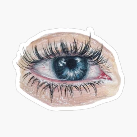 Get my art printed on awesome products. Support me at Redbubble #RBandME: https://www.redbubble.com/i/sticker/Small-Blue-Eye-by-artbykaylaa/52173477.EJUG5?asc=u Blue Eye Sticker, Eyes Stickers Aesthetic, Blue Eye Drawing, Eyes Sticker, Pale Blue Eyes, Crying Eyes, Movie Journal, Tears In Eyes, Science Stickers