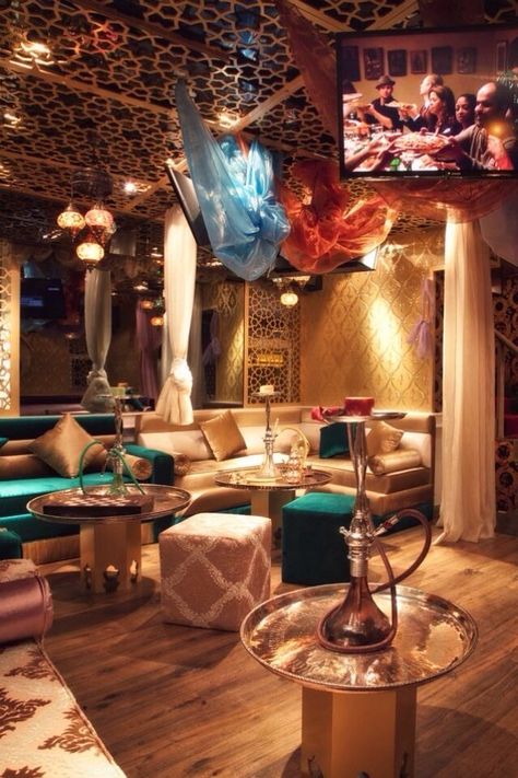 Sheesha Lounge Interior, Sisha Bar Design, Hooka Lounge Decor, Shishalounge Design, Sisha Bar, Lounge Zone, Bar Lounge Design, Disco Bar, Moroccan Restaurant