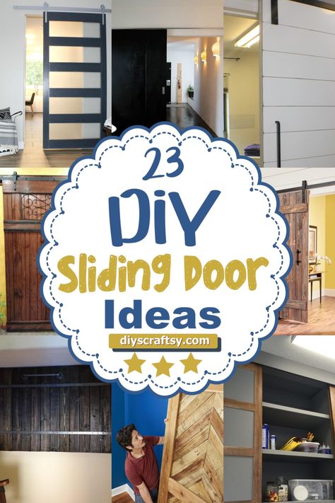 23 DIY Sliding Door Ideas - How To Make sliding Door Sliding Doors For Closet, Cheap Closet Door Ideas Easy Diy, How To Make Sliding Doors, Diy Sliding Door Room Divider, Sliding Bookshelf Door Diy, Diy Sliding Door Cheap, Sliding Closet Doors Diy, Slider Door Ideas, Door Alternatives Diy