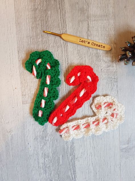 Christmas Crochet Patterns Free Ornament, Crochet Candy Cane, Candy Cane Holder, Crochet Candy, Christmas Crochet Patterns Free, Crocheted Christmas, 4mm Crochet Hook, Candy Cane Ornament, Free Candy