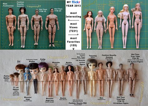 Comparison photos of dolls and 1/ 6 scale figures - My Flickr Year 2013 tag game Monster High Boys, Body Action, Barbie Fashion Royalty, Scale Figures, Barbie Patterns, Male Doll, Doll Repaint, Fashion Royalty, Doll Crafts