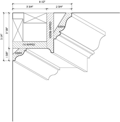 Georgian Crown Boxed Cornice - Kuiken Brothers Moulding Ceiling, Ceiling Drawing, Georgian Fireplace, Georgian Fireplaces, Molding Ceiling, Moulding Profiles, Interior Design Presentation, Crown Moulding, Construction Details