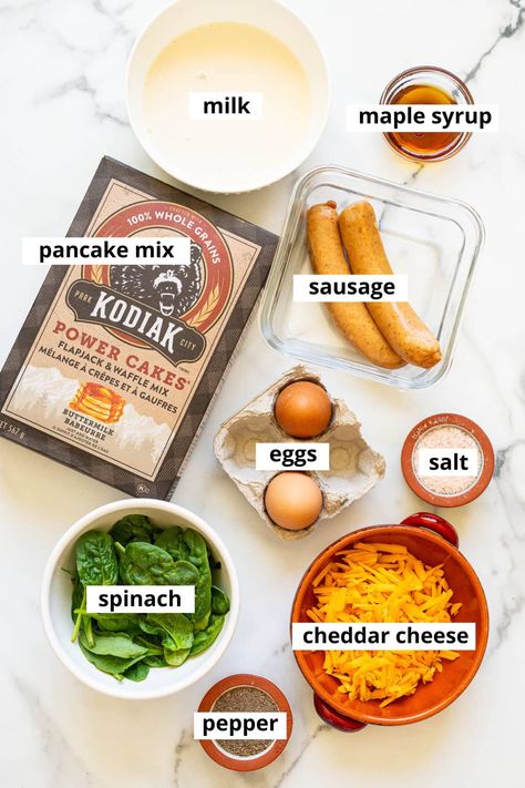 Sausage Pancake Muffins (High Protein) - iFoodReal.com Kodiak Sausage Breakfast Muffins, High Protein Breakfast Muffins Low Carb, Breakfast Meal Prep Pancakes, Pancake Egg Muffins, Meal Prep Breakfast Biscuits, Protein Pancake Sausage Muffins, Pancake Protein Muffins, Meal Prep Kodiak Pancakes, Aldi Protein Pancake Muffins