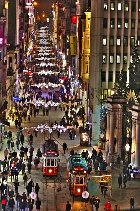 ♥♥ Istanbul....in Taksim,istikal ave. Turkeys version of Orchard Road. Empire Ottoman, Kusadasi, Turkey Travel, City Street, Istanbul Turkey, Macedonia, Places Around The World, Albania, Estonia