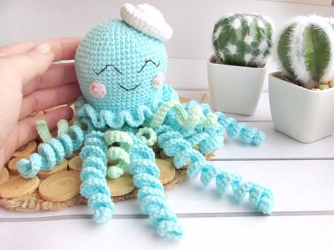 Crocheted Octopus, Crocheted Jellyfish, Christmas Crochet Pattern, Crochet Animal Amigurumi, Crochet Cowl Pattern, Crochet Octopus, Crochet Unicorn, Crochet Simple, Beginner Crochet