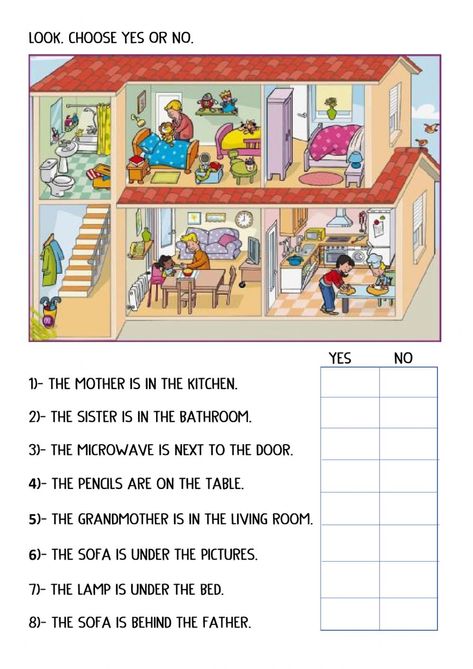 My House Worksheet For Grade 1, House Worksheets For Kids, 3rd Worksheets, My House Worksheet, Prepositions Worksheets, House Worksheet, English Primary School, Reading Comprehension For Kids, Reading Comprehension Kindergarten