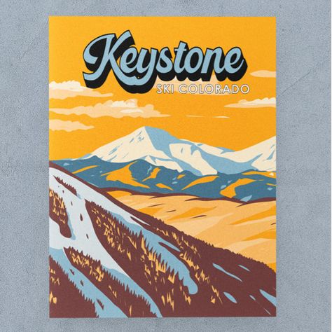 Keystone Colorado Winter Ski Area Vintage Postcard Keystone Colorado Winter, Keystone Colorado, Vintage Postcards Travel, Colorado Winter, Colorado Vacation, Colorado Skiing, Ski Area, Vintage Winter, Winter Art