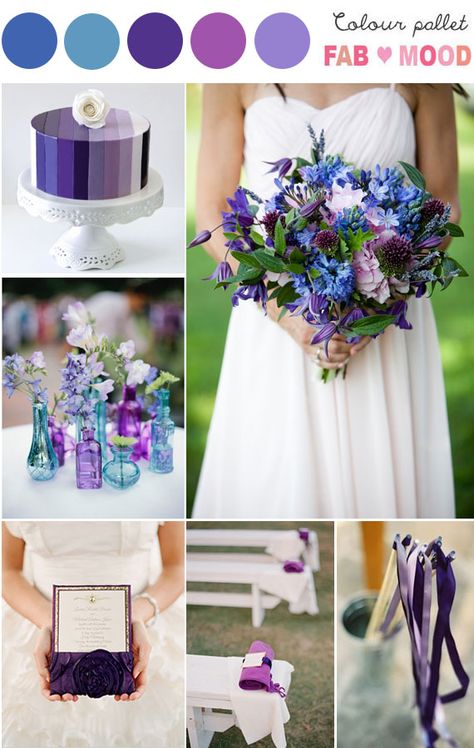 Shades of purple & blue Wedding Board | fabmood.com Purple And Blue Wedding Theme, Striped Wedding Cake, Purple Blue Wedding, Purple And Blue Wedding, Blue Purple Wedding, Teal Wedding Colors, Best Wedding Colors, Blue Wedding Theme, Purple Wedding Cakes