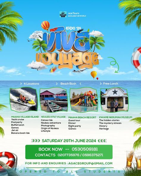 some pictures of Viva Vouyage 💚💚🏖️ contact me for all kinds of flyers #flyer #design #flyerdesign #logo #graphicdesign #graphicdesigner #flyers #poster #banner #designer #art #branding #photoshop #marketing #graphics #flyerdesigner #dise #cheer #flyerdesigns #o #logodesign #posterdesign #graphic #clubflyer #logodesigner #logos #cheerleading #brochure #socialmedia #level Easy Abstract Art, History Games, Art Branding, Travel Creative, Random Designs, Raja Ampat, Travel Poster Design, Desain Editorial, Travel Ads