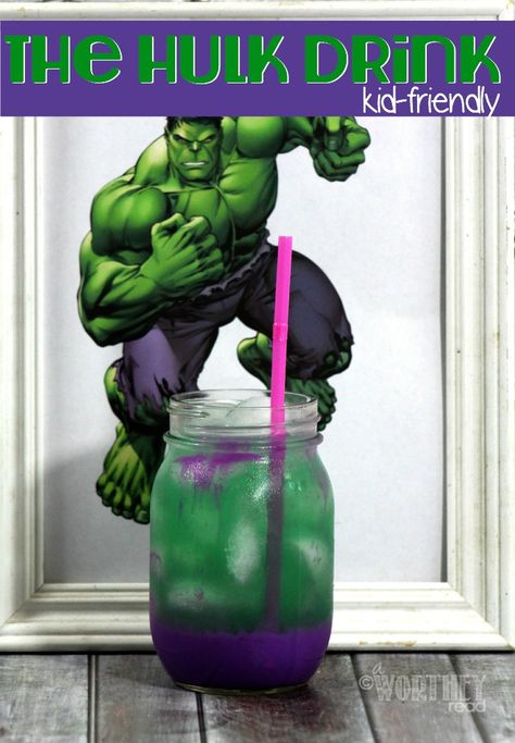 Hulk Juice Recipe, Hulk Themed Food, Hulk And Spiderman Birthday Party, Hulk Party Ideas, Hulk Birthday Party Ideas, Hulk Juice, Hulk Drink, Hulk Punch, Avenger Party