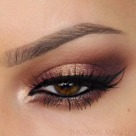 brown eye makeup Makeup Metallic, Shadow Eyeliner, Makeup Cantik, Brown Smokey, Hacks Beauty, Color Makeup, Beauty Make-up, Brown Makeup, Makijaż Smokey Eye