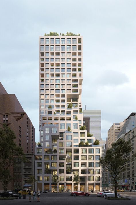 Shop Architects, Residential Tower, Concrete Facade, Office Tower, Tower Design, Manhattan New York, Facade Design, New York Street, Residential Building