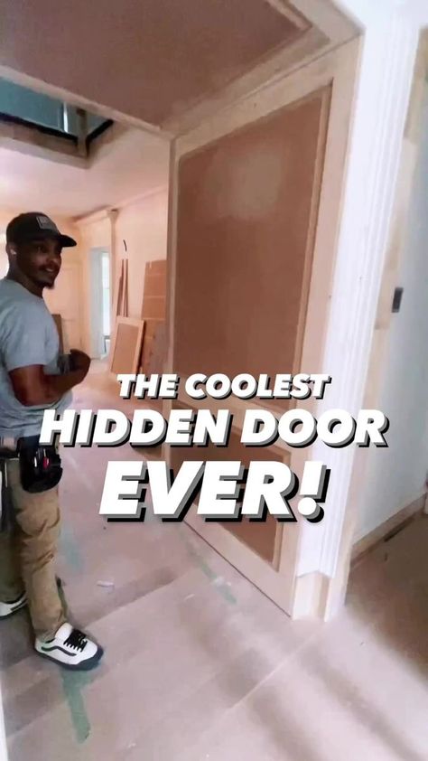 Hidden Entrance Doors, Hidden Exterior Door, Hidden Doors In Walls Diy, How To Disguise A Door, Hidden Door Latch Ideas, Hidden Hinges Door, Invisible Doors Interior, Hidden Doors In Wall Panel, Hidden Door Ideas In Wall