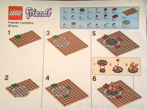 LEGO Friends Campfire Build Instructions - Part 1 Friends Campfire, Campfire Ideas, Camping Dramatic Play, Lego Basic, Lego Camp, Lego Fire, Miss Images, Lego Club, Friends Adventures