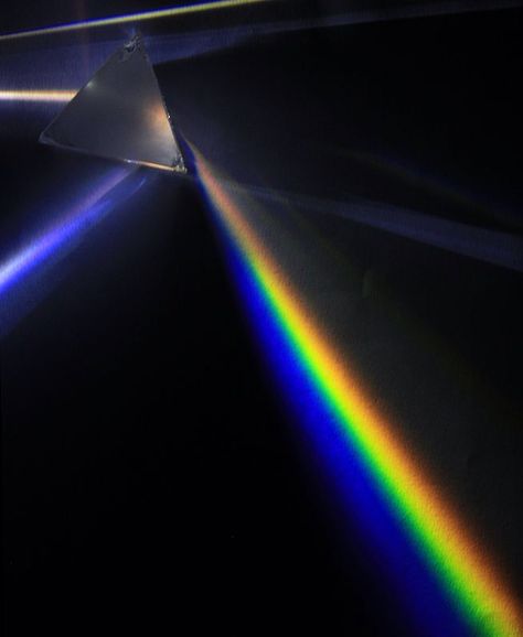 Before Isaac Newton, it was believed that white light was colorless, and that the prism itself produced the color. Newton's experiments demonstrated that all the colors already existed in the light in a heterogeneous fashion, and that particles of light were fanned out because particles with different colors traveled with different speeds through the prism. later that Young and Fresnel combined particle theory with wave theory to show that color is the visible manifestation of lights wavelen... Visible Light Spectrum, Higgs Boson, Wave Theory, Visible Spectrum, Triangular Prism, Flint Glass, Light Games, Rainbow Light, Design Seeds