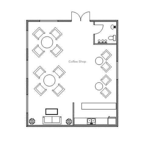 Restaurant Floor Plan Layout, Cafe Floor Plan, Restaurant Floor Plan, Small Coffee Shop, Small Cafe Design, Bar Plans, Coffee Shop Interior Design, Kitchen Layout Plans, Counter Seating