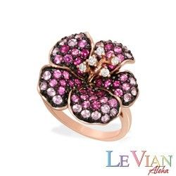 Rose Gold Le Vian Aloha Collection Hibiscus Ring with Pavé Pink Sapphires and Diamonds - As Advertised - Shop Hibiscus Ring, Aloha Collection, Levian Jewelry, Black Hills Gold Jewelry, Le Vian, Detailed Jewelry, Black Hills Gold, Jewelry Rings Diamond, Bling Rings