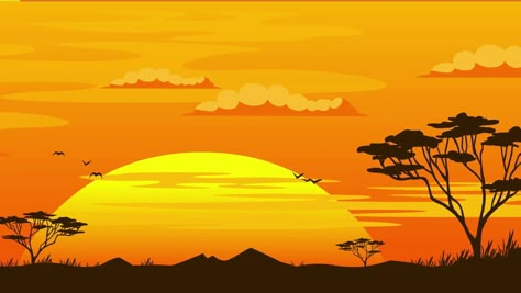 Sunset Clipart, Vogel Silhouette, African Sunset, Il Re Leone, Island Pictures, Wild Animals Pictures, Fall Coloring Pages, Free Cartoons, Cartoon Background