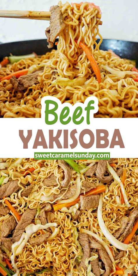 Ground Beef Yakisoba Recipe, Beef Yakisoba Recipe, Yakisoba Noodles Recipe, Beef Yakisoba, Yakisoba Recipe, Stir Fried Noodles, Asian Noodle Recipes, Japanese Recipe, Fried Noodles