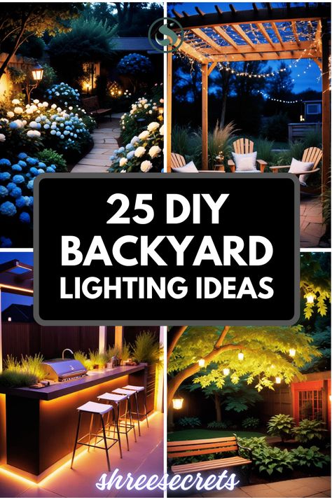 Transform your outdoor space into a dreamy oasis with the perfect DIY lighting! Elevate your backyard ambiance with twinkling string lights, elegant lanterns, and beautifully placed garden lights. Create a warm and inviting glow for your patio with soft accent lighting, highlighting your favorite outdoor seating spots. Whether you’re hosting a gathering or enjoying a quiet night under the stars, these outdoor lighting ideas will make every evening magical! 🌟🏡 Patio With Lights Outdoor, Backyard Edison Light Ideas, Lawn Lights Outdoor, Small Backyard Lighting, Backyard Lighting Ideas Diy, Backyard Lights Ideas, Backyard Fairy Lights, Outdoor String Lights Ideas, Patio Light Ideas