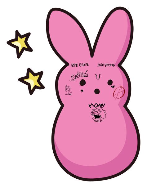 Lil Peep Bunny Sticker. Pink Peep Bunny from the Lil Peep's plush toys collection with tattoos like his.. #pink #Rap #HipHop #Rapper #Toy #LilPeep #Peeps #PeepBunny Lil Peep Drawing Easy, Rapper Stickers, Lil Peep Drawing, Peep Bunny, Peeps Candy, Lil Peep Lyrics, Pink Peep, Lil Tracy, Lil Peep Hellboy