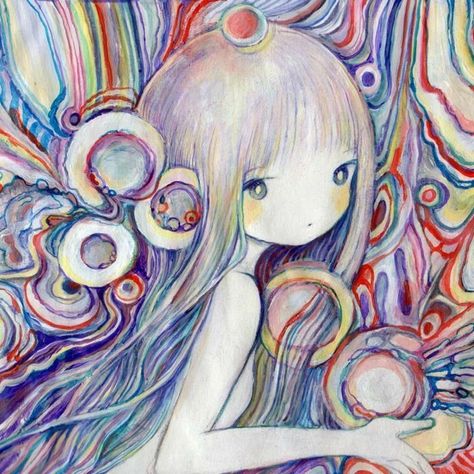 Vocaloid, A Girl, Bubbles, Hair, Art