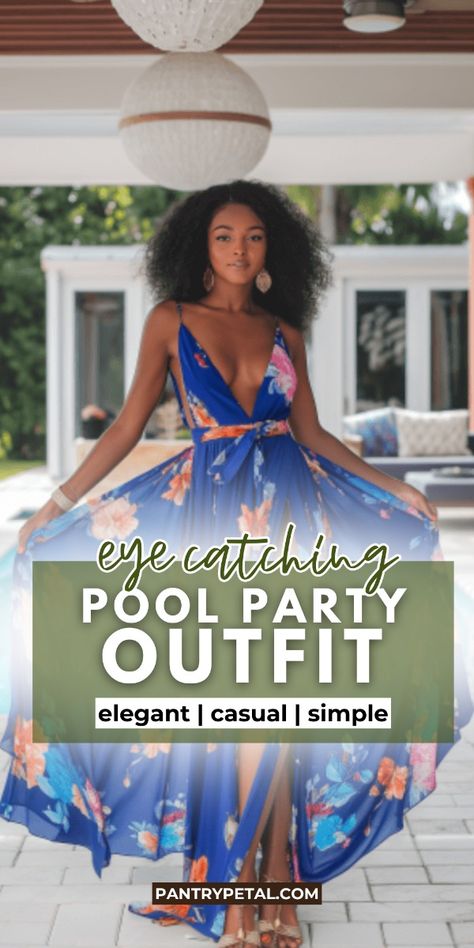 These pool party outfits are a total game-changer! I never knew I could look so elegant poolside. From chic cover-ups to stylish swimwear, these ideas combine comfort and glamour perfectly. I can't wait for my next pool party to show off these looks! Evening Pool Party Outfit, Elegant Pool Party, Pool Party Outfit Ideas, Elegant Pool, Pool Party Fashion, Miami Pool, Pool Party Adults, Pool Party Outfit, Pool Dress