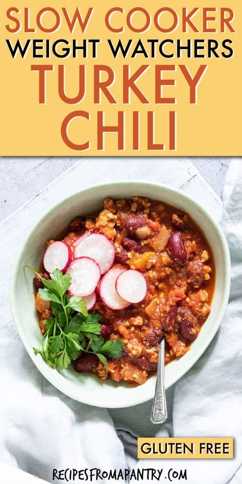 Making Weight Watchers Turkey Chili in your slow cooker or on your stove top is SO easy. Best part about this Weight Watchers Turkey Chili recipe is that it’s a 0 point recipe!! All the flavor and none of the guilt… Click though to get this awesome recipe that’s the perfect meal prep solution for a quick and easy dinner!! #slowcooker #slowcookerrecipes #crockpot #crockpotrecipes #crockpotchili #weightwatcherschili #WWrecipes #zeropointsrecipes #turkeychili #easychilirecipes #glutenfree Weight Watchers Turkey Chili, Slow Cooker Bean Soup, Weight Watchers Slow Cooker, Slow Cooker Lentil Curry, Turkey Chili Recipe Crockpot, Turkey Chili Recipe Easy, Weight Watchers Chili, Healthy Chili Recipe Turkey, Turkey Chili Crockpot