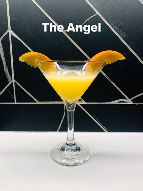 The Angel Cocktail (Mix 1.0 oz Light Rum, 0.5 oz Gran Marnier, 1.0 oz Orange Juice, and Juice from 1 Lemon - Shake & Strain - Garnish with 2 Orange Slices) For he will command his angels concerning you to guard you in all your ways - Psalm 91:11 #RUM #Angel #Cocktail #CocktailScientist #GotRum Halloween Cocktail Garnish Ideas, Garnish Ideas Cocktail, Angel Cocktail, Gran Marnier, Cold Drinks Recipes, Psalm 91 11, Drink Garnishing, Bistro Food, Cocktail Garnish