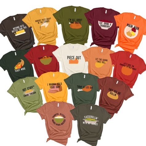 Hey, I found this really awesome Etsy listing at https://www.etsy.com/listing/1105584141/group-thanksgiving-food-pun-shirts-funny Thanksgiving Tshirt Ideas, Cafeteria Decorations, Pun Shirts Funny, Thanksgiving Puns, Thanksgiving Tshirts, Group Food, Tiny Farm, Food Pun, Funny Thanksgiving Shirts