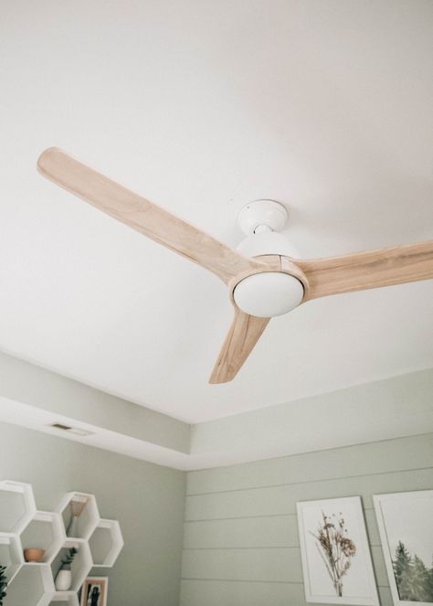 Wood Ceiling Fan Bedroom, Natural Wood Light Fixtures, Gazebo Ceiling Fan With Light, Modern White Ceiling Fan With Light, White And Wood Ceiling Fan, Bedroom Fans With Lights Modern, Living Rooms With Ceiling Fans, Natural Ceiling Fan, Coastal Farmhouse Ceiling Fan