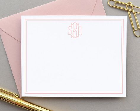 Bespoke Personalized Stationery by AugustaJoyStationery on Etsy Monogram Stationary, Monogrammed Stationery, Personalized Stationary, Envelope Stamp, Blue Envelopes, Personalized Notepad, Clear Box, Personalized Note Cards, Personalized Monogram