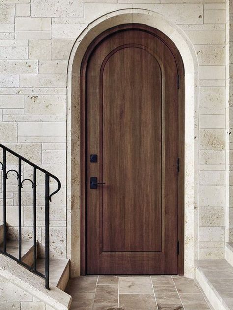 Spanish Doors Interior, Arched Wood Doors Interior, Solid Wood Arched Front Door, Mediterranean Front Doors Entrance, Arched Wooden Door, Arched Closet Doors, Arch Front Door Exterior, Wooden Arch Door, Mediterranean Interior Doors