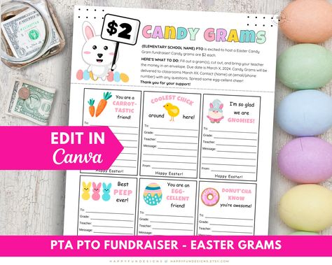 Easter Fundraiser, Pto Flyers, Easter Puns, Spring Candy, Easter School, Pta Fundraising, Pta School, Candy Grams, School Pto