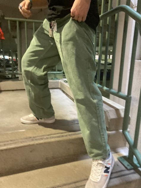 Cordory Pants Outfits Men, Light Green Corduroy Pants Outfit, Corduroy Pants Outfit Aesthetic Men, Light Green Pants Outfit Men, Green Corduroy Pants Outfit Men, Corduroy Trousers Outfit Men, Curdoroy Pants Mens Outfit, Green Corduroy Pants, Mens Corduroy Pants Outfit