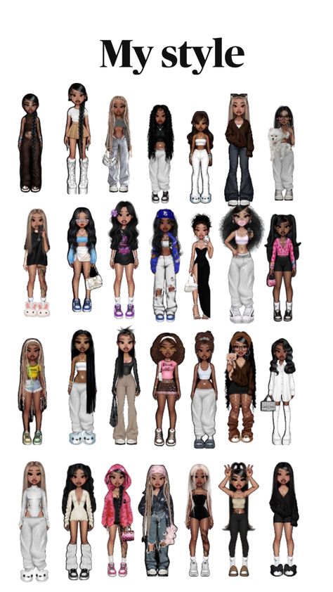 2000s Fashion Outfits For School, Main Character Mode, Baddie Outfits For School, Fashion Dress Up Games, Street Style Outfits Casual, Cute Highschool Outfits, Black Bratz Doll, Bratz Inspired Outfits, Dressy Casual Outfits