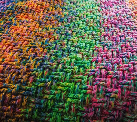 Keeping It Stepford: Scrap Yarn Blanket - Tutorial Scrap Yarn Crochet Blanket, Scrap Yarn Crochet, Yarn Blanket, Basketweave Stitch, Stitch Blanket, Crocheted Blanket, Scrap Yarn, Crochet Afgans, Crochet Blanket Pattern