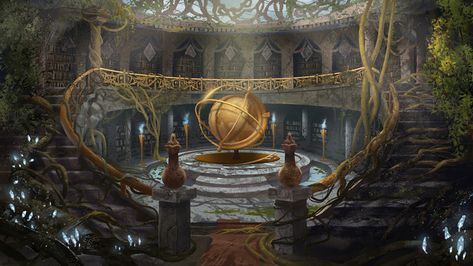 Library by Duality84.deviantart.com on @DeviantArt Location Inspiration, Fantasy City, Fantasy Castle, Fantasy Setting, Fantasy Places, Fantasy Art Landscapes, Fantasy Concept Art, Fantasy Aesthetic, 판타지 아트