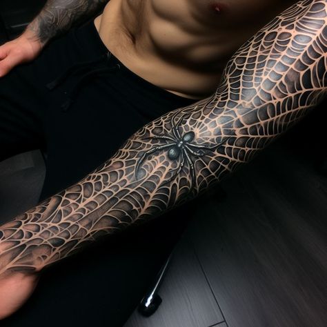 Spider Web Forearm Tattoo, Spider Web Tattoo Sleeve, Spiderweb Sleeve Tattoo, Spider Sleeve Tattoo, Spider Sleeve, Spiderweb Tattoo, Outlaw Tattoo, Pixie Tattoo, Hexagon Tattoo