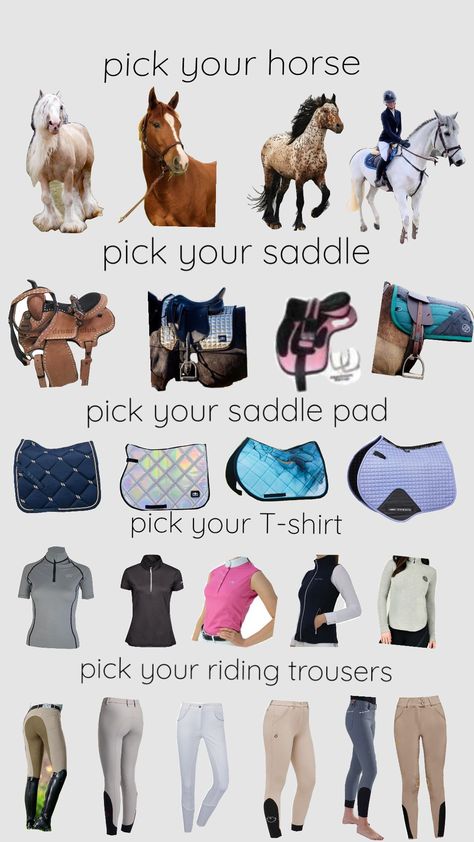 pick your horse outfit #horse #horseriding #horsegirl #horseoutfit Riding Outfit Western, Cute Horse Riding Outfits, Horse Outfits, Horse Clothes, Country Western Outfits, Horse Riding Gear, English Horse Tack, Equestrian Outfit, Horseback Riding Outfits