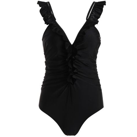 Ruffles Ruched Backless One Piece Swimsuit (820 MKD) ❤ liked on Polyvore featuring swimwear, one-piece swimsuits, rosegal, flounce bathing suits, ruffle swimsuit, ruched bathing suits, backless bathing suit and flounce one piece bathing suit Flounce Swimsuit, Ruffle Bathing Suit, Backless Bathing Suits, Backless One Piece Swimsuit, Goth Clothes, Ruched Swimsuit, Backless Swimsuit, Boho Swimwear, Swimwear High Waisted