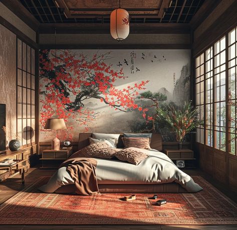 Japanese House Aesthetic, Asian Inspired Bedroom, Japanese Bedroom Design, Indochine Interior, Hotel Room Interior, Japanese Bedroom, Traditional Japanese House, Japanese Decor, Bedroom Refresh