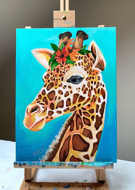 #giraffe #acrylicpainting Elizabeth Animal, Nature Canvas Painting, Animal Canvas Paintings, Lauren Elizabeth, Pro Art, Giraffe Painting, Canvas For Beginners, Texture Painting On Canvas, Small Canvas Paintings