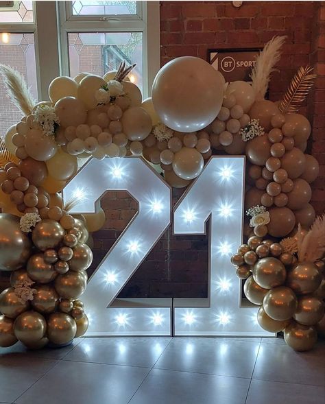 Balloon Arch With Numbers, Party Decor Inspiration, 21 Balloons, 21st Birthday Decorations, Balloon Ideas, Balloon Arch, 21st Birthday, Birthday Decorations, Party Decor