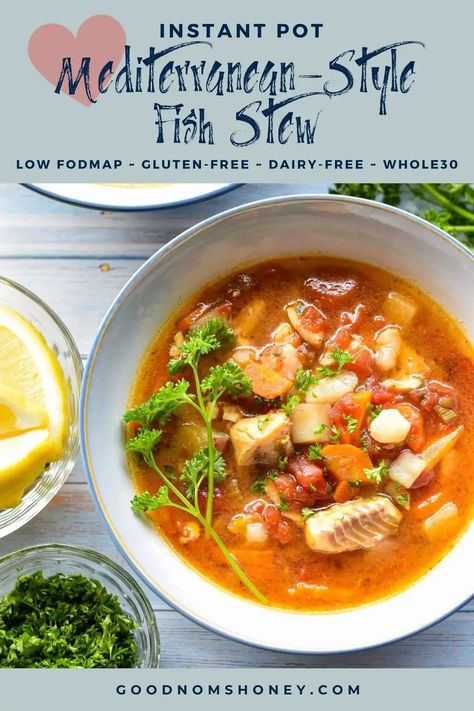 Mediterranean Seafood Stew, Instant Pot Fish Stew, Cod Instant Pot Recipes, Fish Instant Pot Recipes, Crockpot Fish, Slow Cooker Fish, Slow Cooker Fish Recipes, Instant Pot Fish, Mediterranean Fish Stew