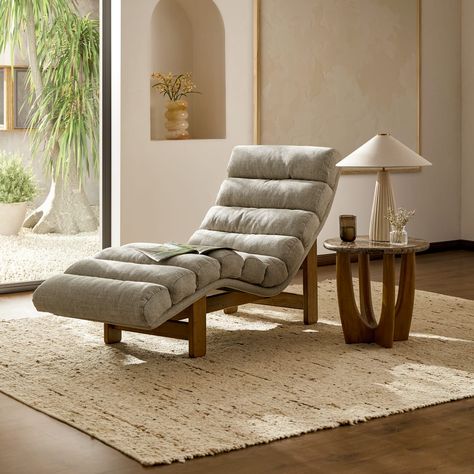 Characterized by channel cushions that add sophisticated charm to your space, Philippe is ergonomically designed for relaxation. Beige Chaise Lounge, Marble Round Side Table, Article Furniture, Beach House Interior Design, Smart Home Appliances, Wood Sofa, Living Room Shop, Green Rooms, Bedroom Chair