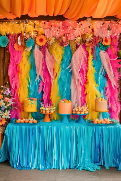 What’s more magical than a swirling cascade of feathers at your birthday party? A whimsical boho feather backdrop with metallic tones or natural hues makes a bold and creative statement. Whether it’s an archway or a delicate tree, it’s pure boho elegance. I adore the freedom and creativity this brings to any celebration. Try this standout idea for your special day! Feather Backdrop, Archway Ideas, Birthday Backdrop Ideas, Backdrop Decor, Boho Birthday, Boho Feathers, Backdrop Ideas, Backdrop Decorations, Birthday Backdrop